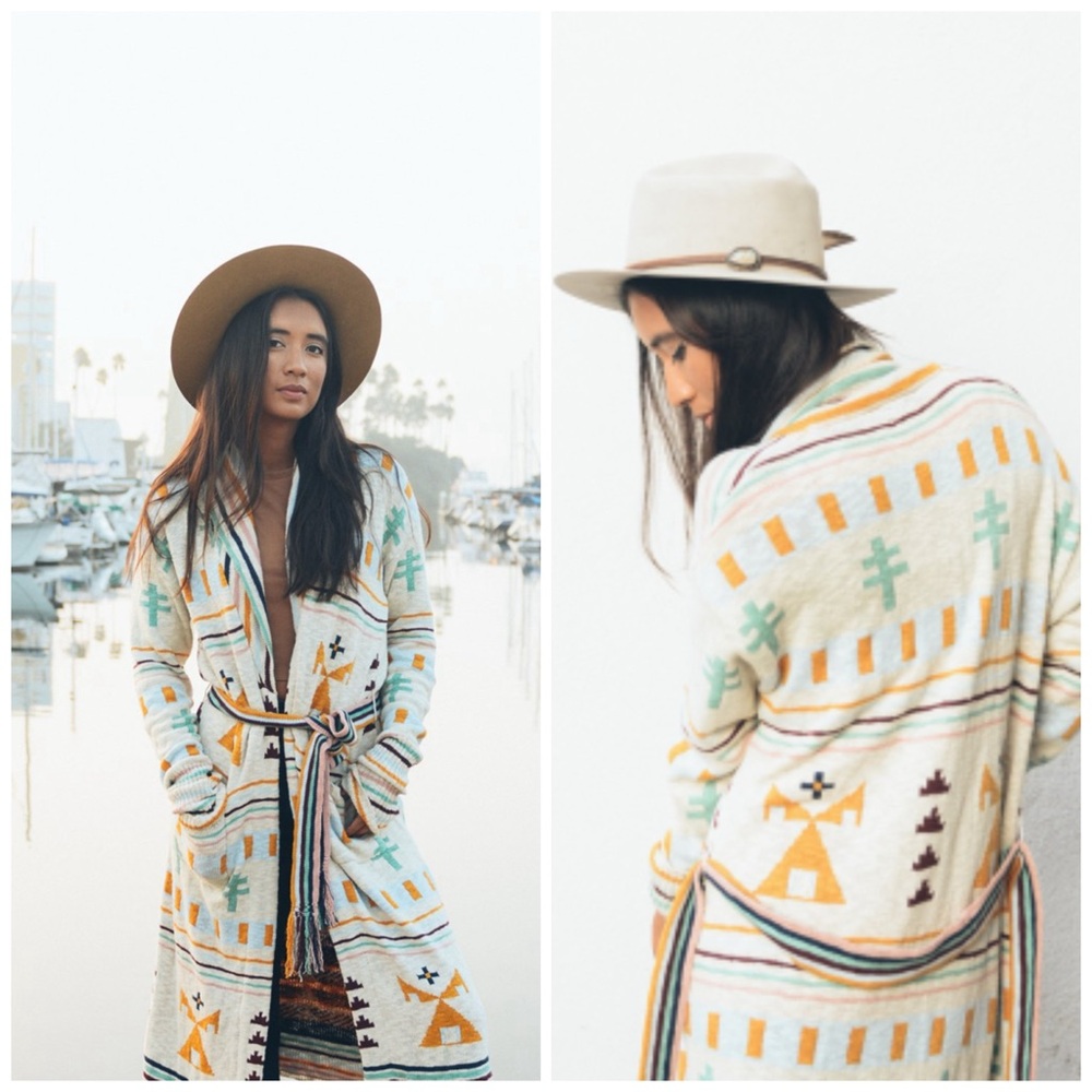 Faherty x B. Yellowtail Paloma Tipi Jacquard Duster Cardigan Size L